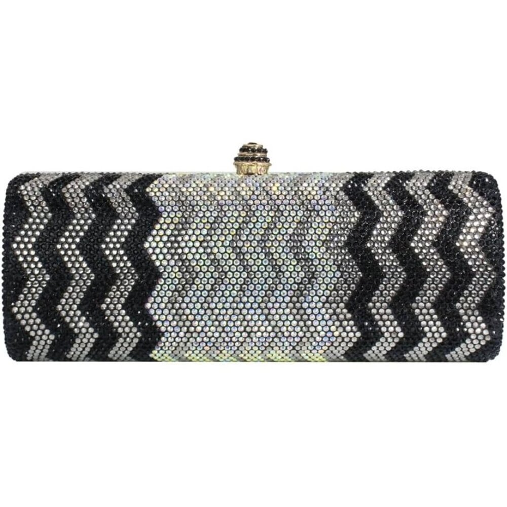 ⚡ Women's Black Glittering Cylinder Rhinestone Evening Sparkling Clutch Bag